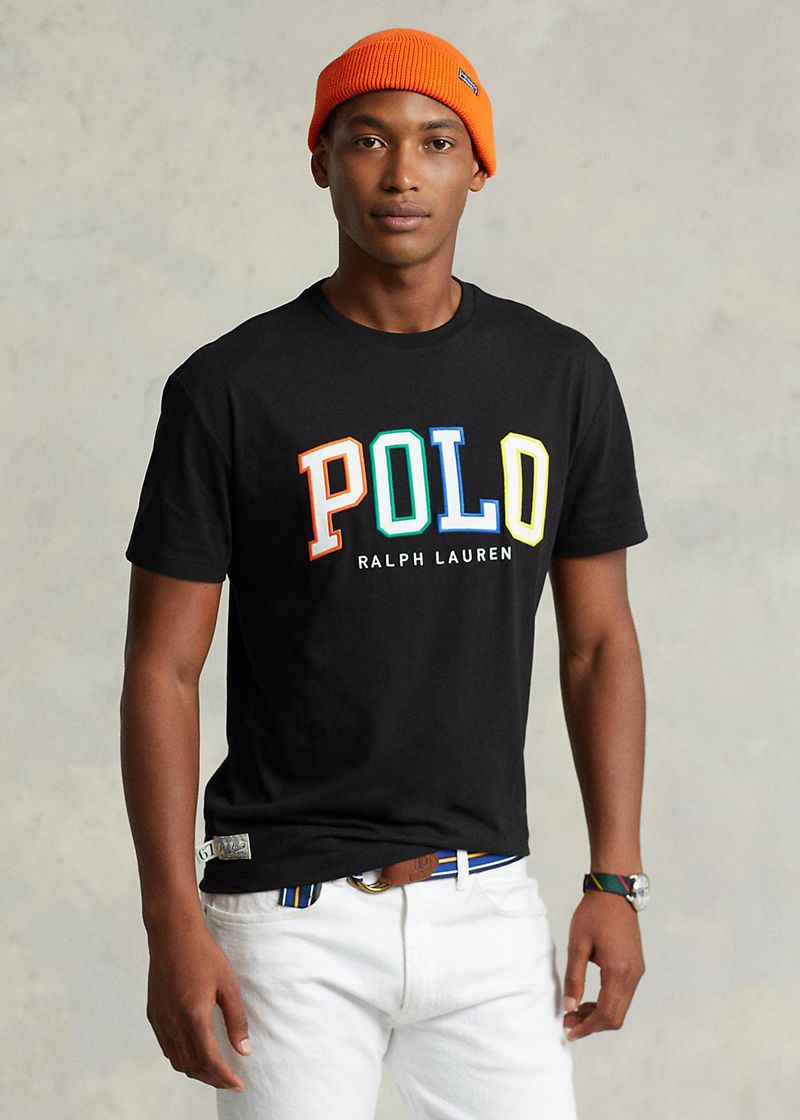 Camiseta Polo Ralph Lauren Hombre Classic Fit Logo Jersey Chile Negras NQHWC-6257